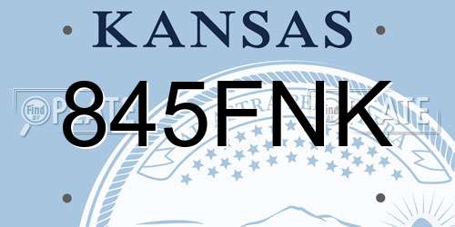 845FNK Kansas License Plate