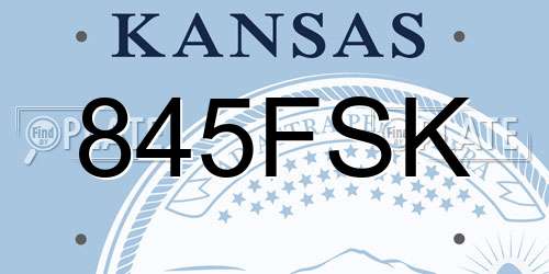 845FSK Kansas License Plate