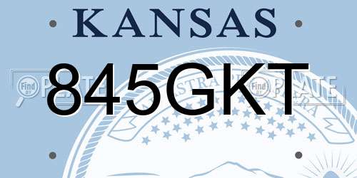 845GKT Kansas License Plate