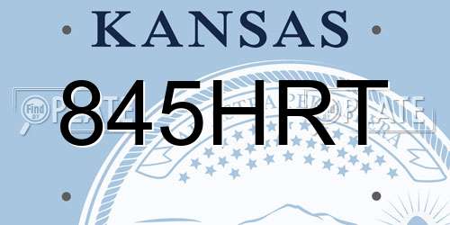 845HRT Kansas License Plate