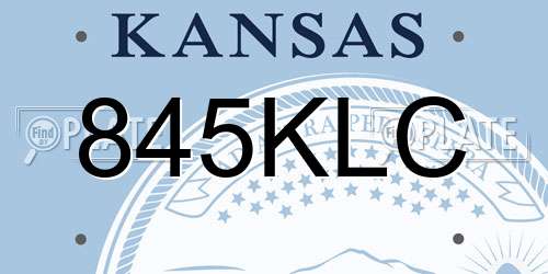 845KLC Kansas License Plate