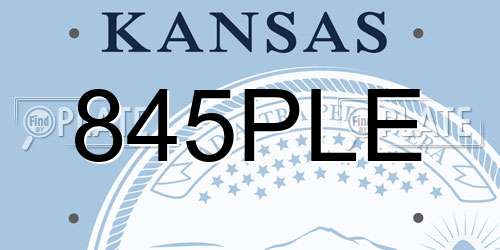 845PLE Kansas License Plate