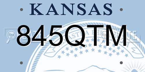 845QTM Kansas License Plate
