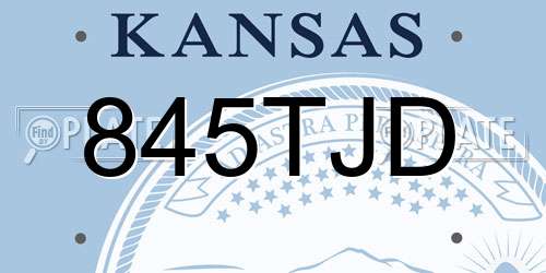 845TJD Kansas License Plate