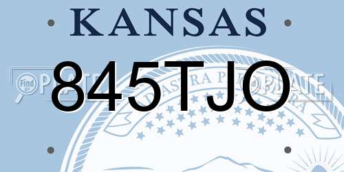 845TJO Kansas License Plate