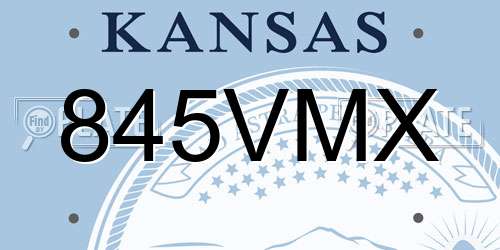 845VMX Kansas License Plate