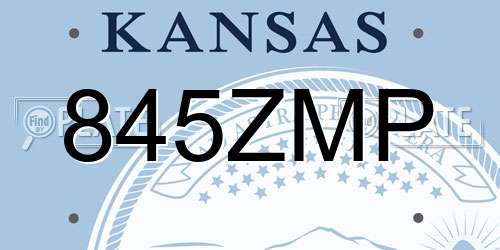 845ZMP Kansas License Plate