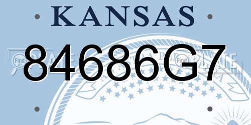 84686G7 Kansas License Plate