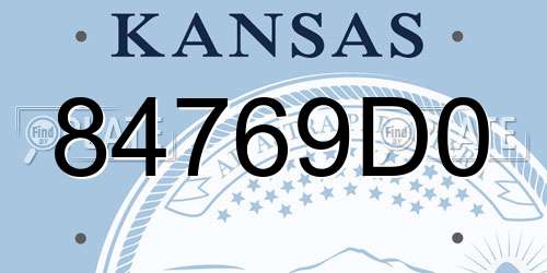 84769D0 Kansas License Plate