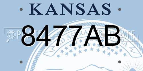 8477AB Kansas License Plate