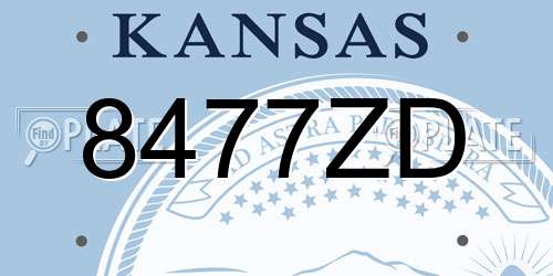8477ZD Kansas License Plate