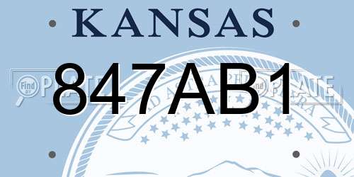 847AB1 Kansas License Plate