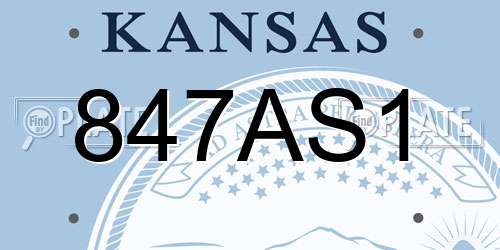 847AS1 Kansas License Plate