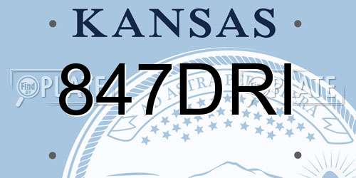 847DRI Kansas License Plate