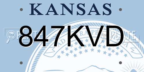 847KVD Kansas License Plate
