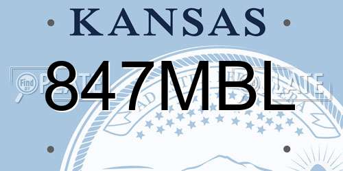 847MBL Kansas License Plate