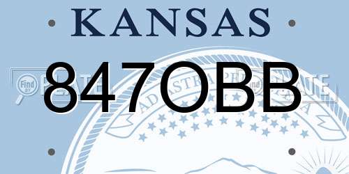 847OBB Kansas License Plate