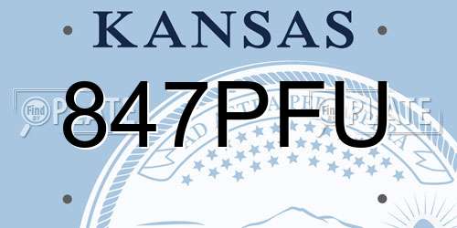 847PFU Kansas License Plate
