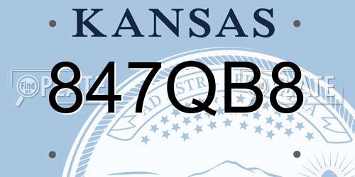 847QB8 Kansas License Plate