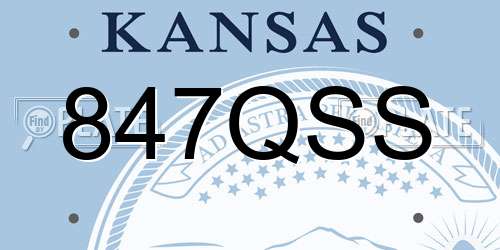 847QSS Kansas License Plate