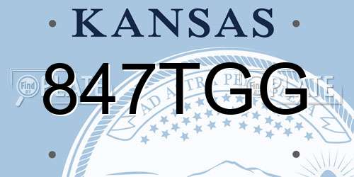 847TGG Kansas License Plate