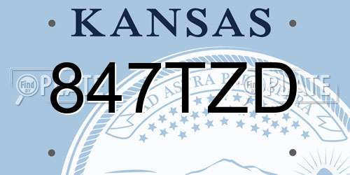 847TZD Kansas License Plate