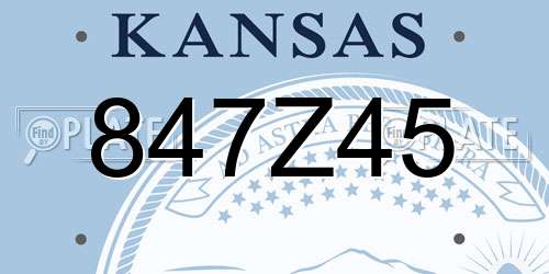 847Z45 Kansas License Plate