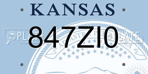 847ZI0 Kansas License Plate