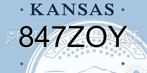 847ZOY Kansas License Plate