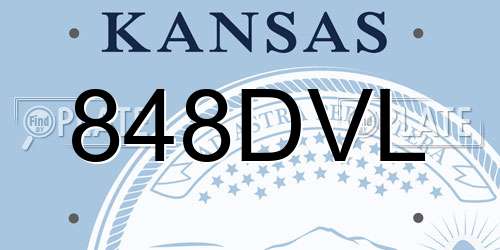 848DVL Kansas License Plate