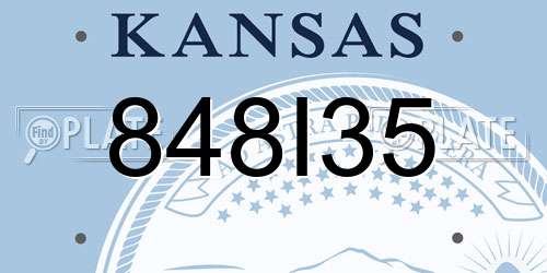 848I35 Kansas License Plate