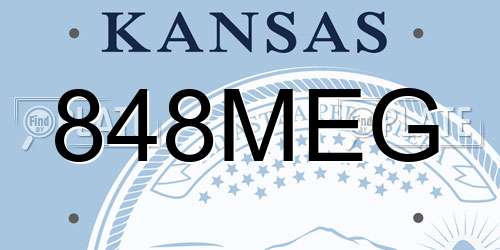 848MEG Kansas License Plate