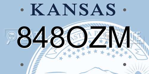 848OZM Kansas License Plate