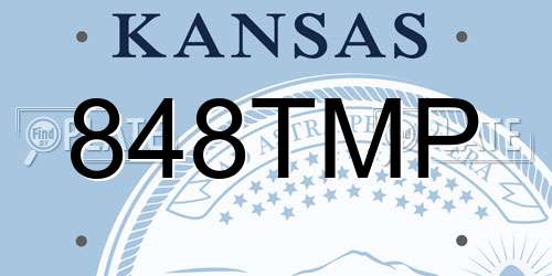 848TMP Kansas License Plate