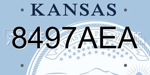 8497AEA Kansas License Plate