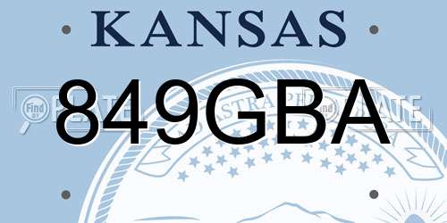 849GBA Kansas License Plate