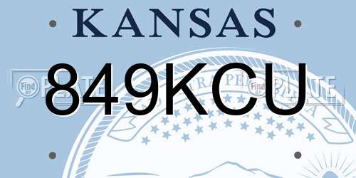 849KCU Kansas License Plate