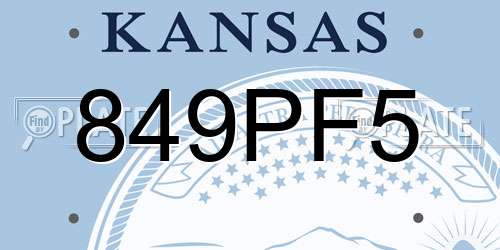 849PF5 Kansas License Plate
