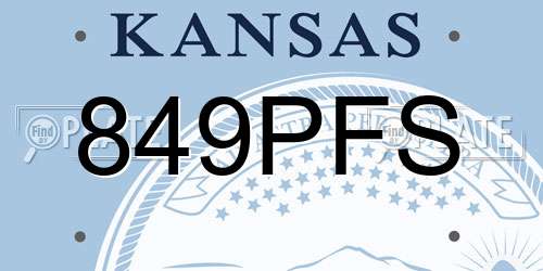 849PFS Kansas License Plate