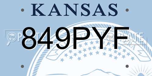 849PYF Kansas License Plate