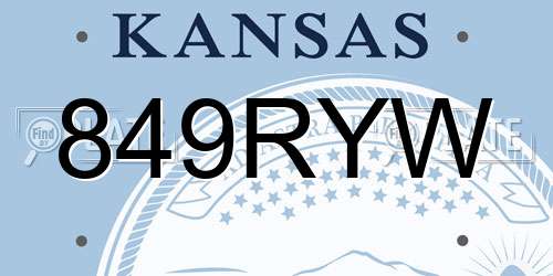849RYW Kansas License Plate