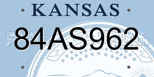 84AS962 Kansas License Plate