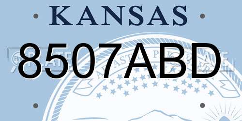 8507ABD Kansas License Plate