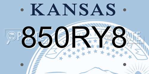 850RY8 Kansas License Plate