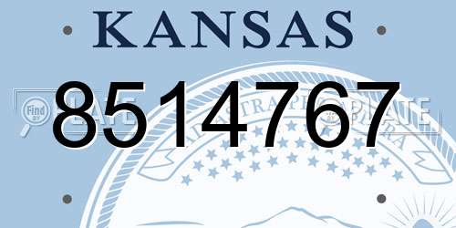 8514767 Kansas License Plate
