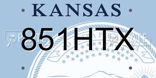 851HTX Kansas License Plate