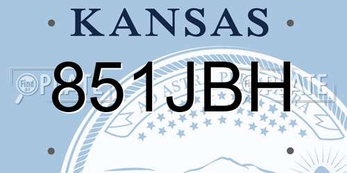 851JBH Kansas License Plate