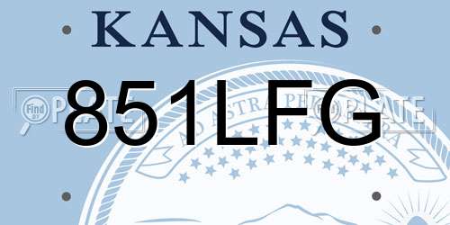 851LFG Kansas License Plate