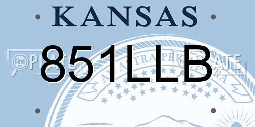 851LLB Kansas License Plate
