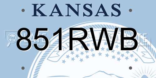 851RWB Kansas License Plate